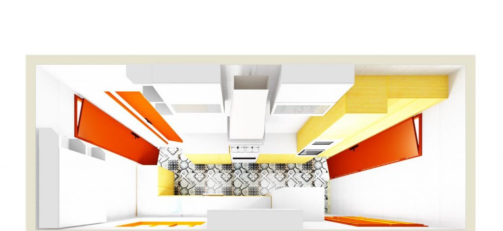 Diseño de interior en toda la cocina